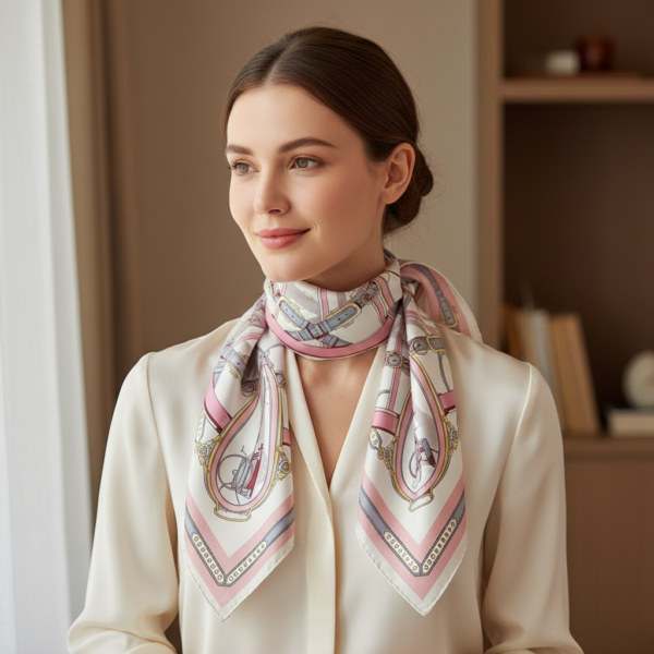 Soft Satin 70×70 Square Scarf- Blush Royale
