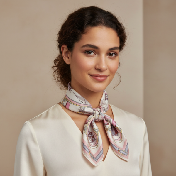 Soft Satin 70×70 Square Scarf- Blush Royale