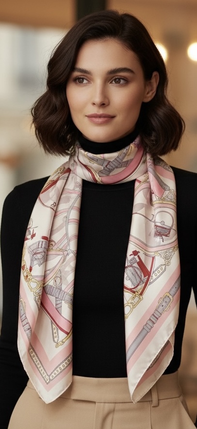 Soft Satin 70×70 Square Scarf- Blush Royale