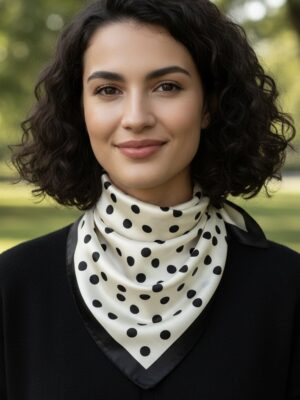 Soft Satin 70x70 Square Scarf -Midnight Polka