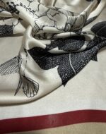 Soft Satin 70x70 Square Scarf-Ivory Bloom