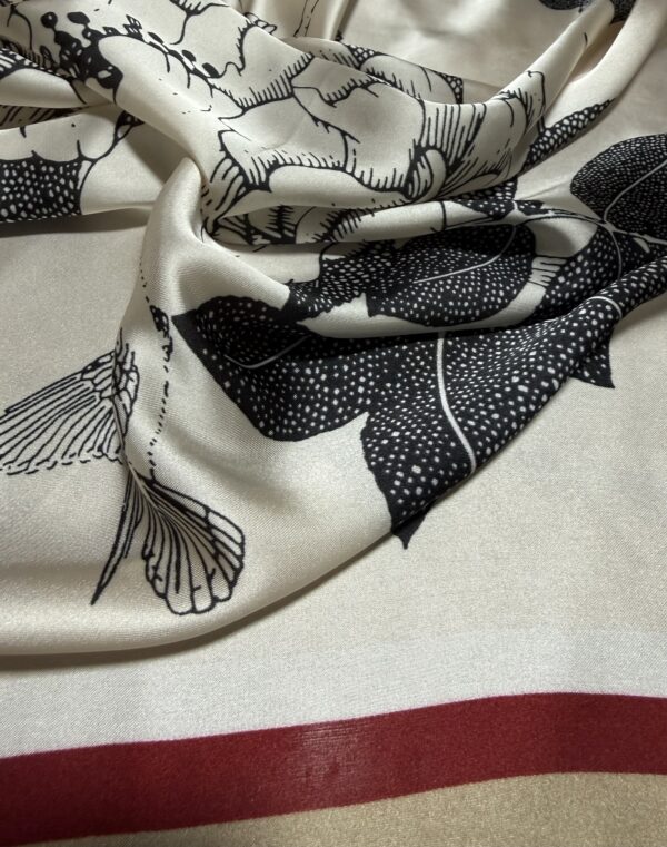 Soft Satin 70x70 Square Scarf-Ivory Bloom