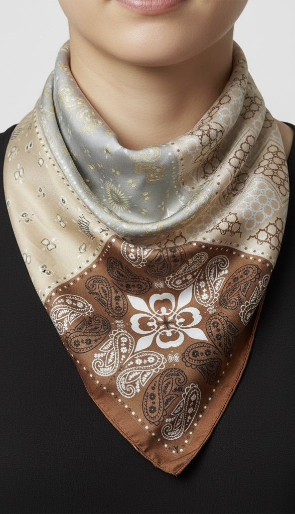 Soft Satin 70x70 Square Scarf-Mocha Elegance