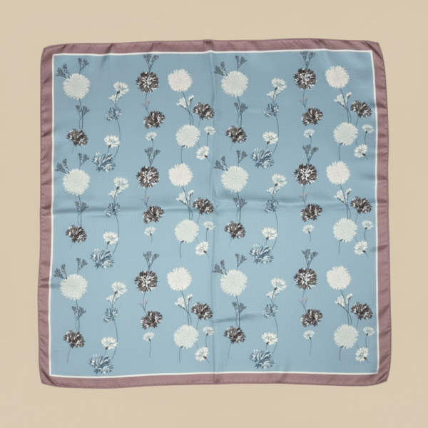 Soft Satin 70x70 Square Scarf-Sky Blossom