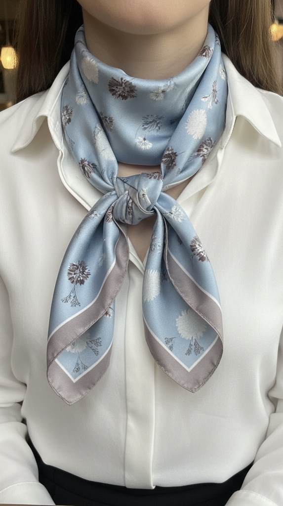 Soft Satin 70x70 Square Scarf-Sky Blossom