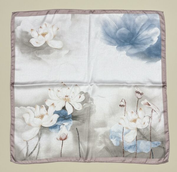 Soft Satin 70x70 Square Scarf-Moonlight Lotus
