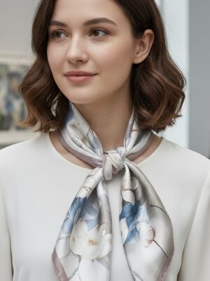 Soft Satin 70x70 Square Scarf-Moonlight Lotus