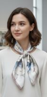 Soft Satin 70x70 Square Scarf-Moonlight Lotus