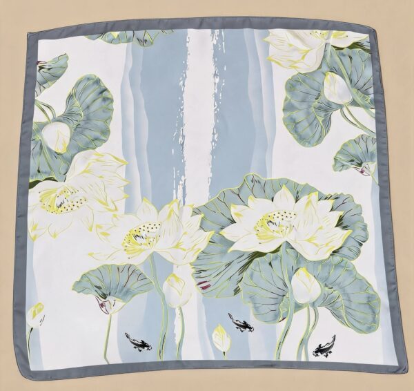 Soft Satin 70x70 Square Scarf-Misty Lotus