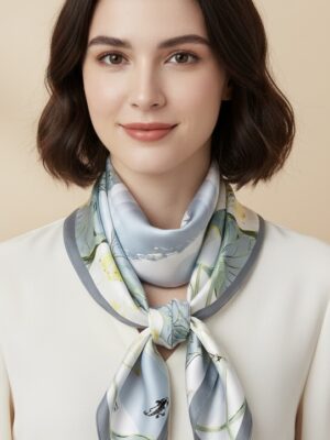 Soft Satin 70x70 Square Scarf-Misty Lotus