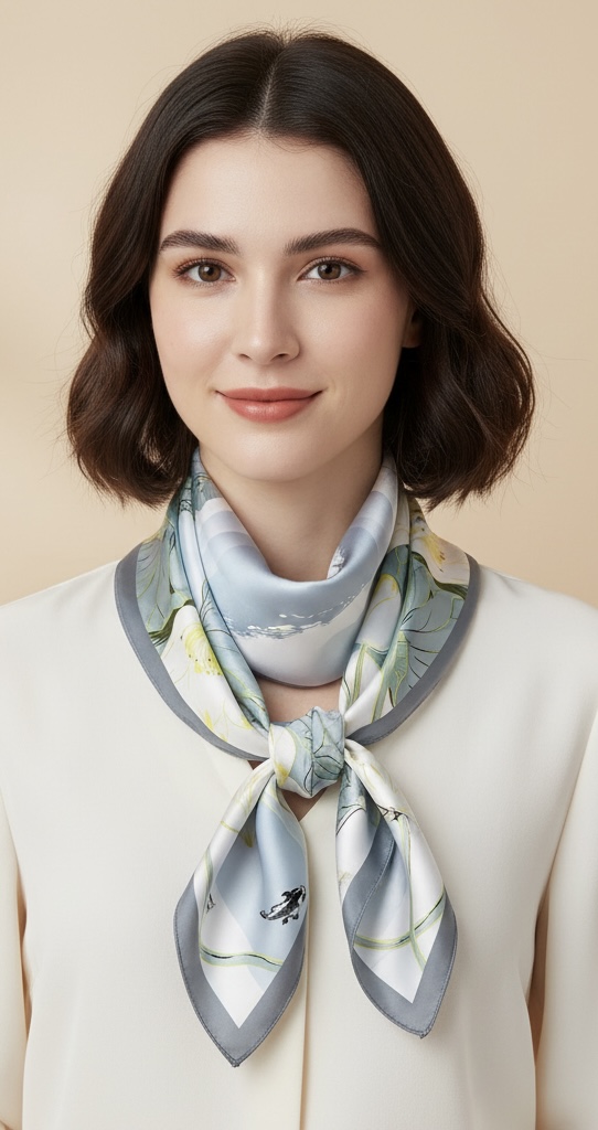 Soft Satin 70x70 Square Scarf-Misty Lotus