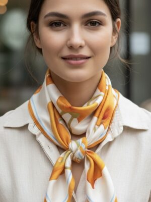 Soft Satin 70x70 Square Scarf-Amber Lily