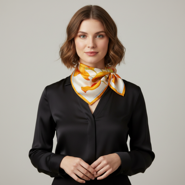 Soft Satin 70x70 Square Scarf-Amber Lily