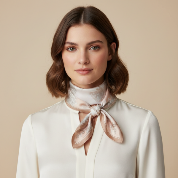 Soft Satin 70x70 Square Scarf-Nude Elegance
