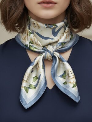 Soft Satin 70x70 Square Scarf-Azure Elegance