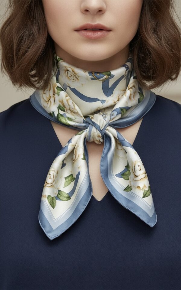 Soft Satin 70x70 Square Scarf-Azure Elegance