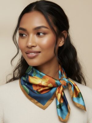 Soft Satin 70x70 Square Scarf-Sunset Bloom