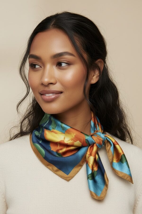 Soft Satin 70x70 Square Scarf-Sunset Bloom