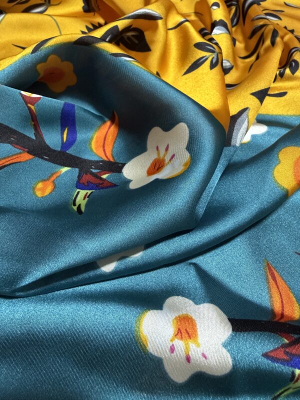 Soft Satin 70x70 Square Scarf-Golden Bloom