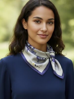 Soft Satin 70x70 Square Scarf – Iris Bloom