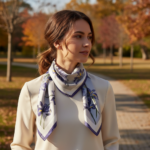 Soft Satin 70x70 Square Scarf – Iris Bloom