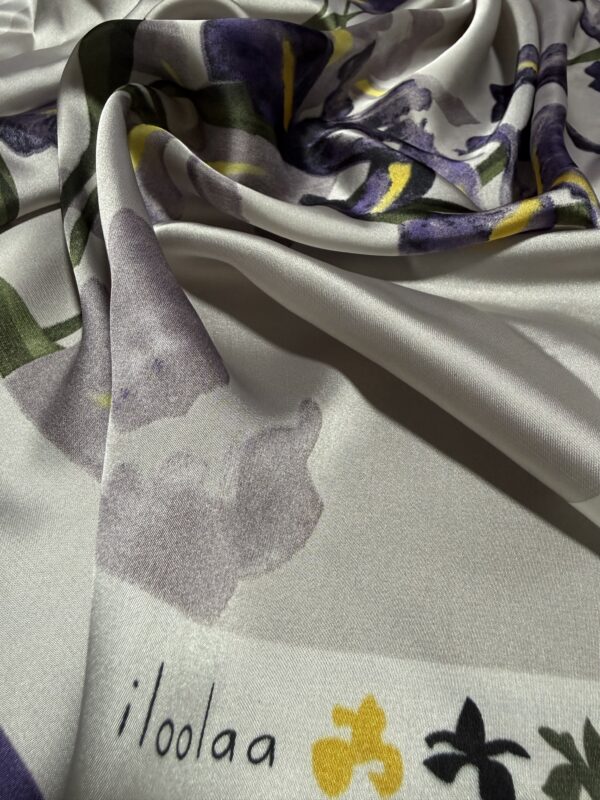 Soft Satin 70x70 Square Scarf – Iris Bloom