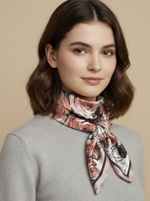 Soft Satin 70x70 Square Scarf -Amber Bloom
