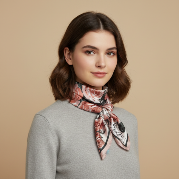 Soft Satin 70x70 Square Scarf -Amber Bloom