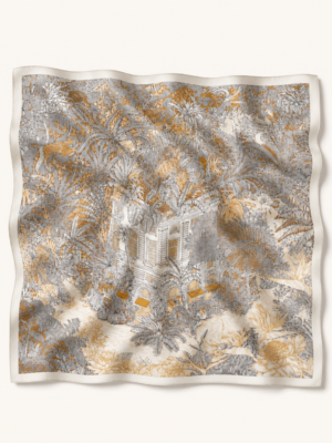 Soft Satin 70×70 Square Scarf – Golden Oasis