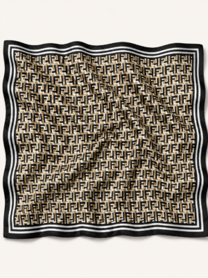 Soft Satin 70×70 Square Scarf – Noir Monogram