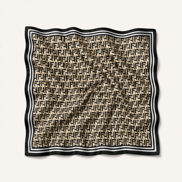 Soft Satin 70×70 Square Scarf – Noir Monogram