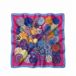 Soft Satin 70×70 Square Scarf – Azure Bloom