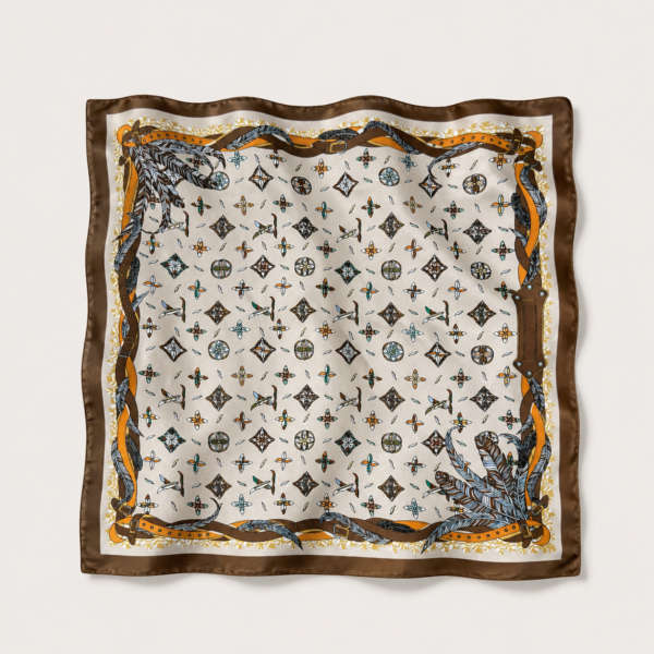 Soft Satin 70×70 Square Scarf – Desert Plume