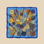 Soft Satin 70×70 Square Scarf – Sapphire Mosaic