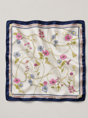 Soft Satin 70×70 Square Scarf – Floral Charm