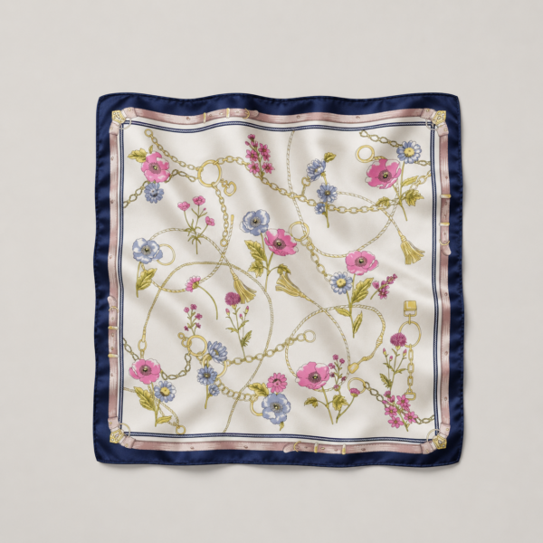 Soft Satin 70×70 Square Scarf – Floral Charm
