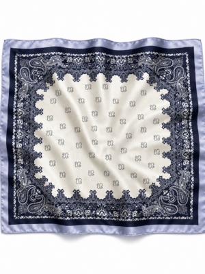 Soft Satin 70×70 Square Scarf – Midnight Paisley