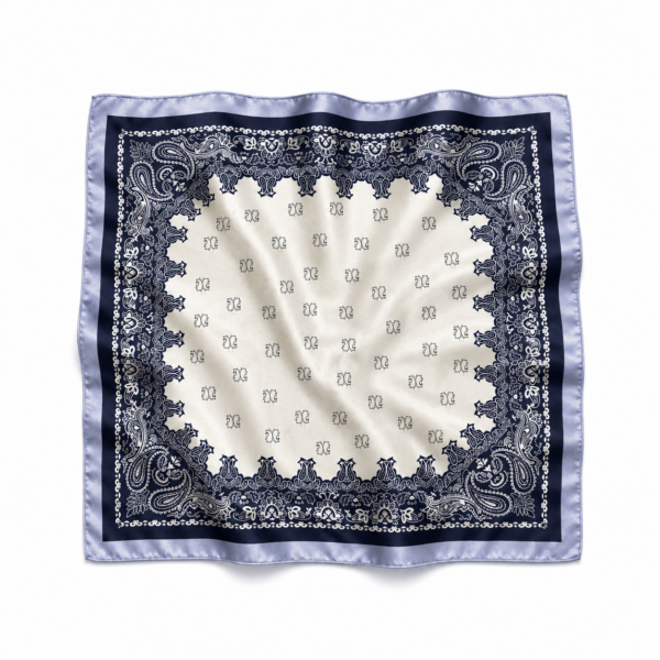 Soft Satin 70×70 Square Scarf – Midnight Paisley