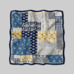 Soft Satin 70×70 Square Scarf – Indigo Mosaic