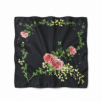 Soft Satin 70×70 Square Scarf – Sky Blossom