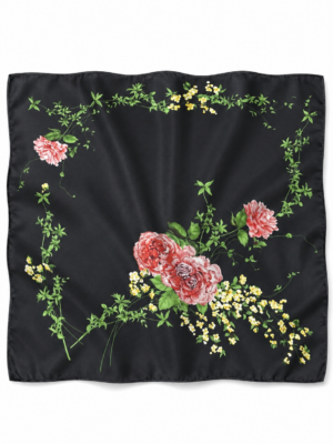 Soft Satin 70×70 Square Scarf – Sky Blossom