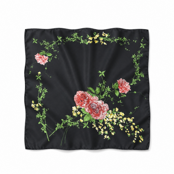 Soft Satin 70×70 Square Scarf – Sky Blossom
