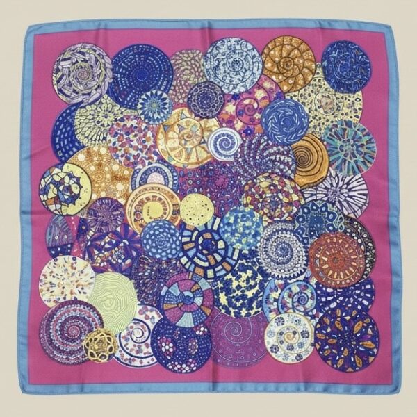 Soft Satin 70×70 Square Scarf – Azure Bloom