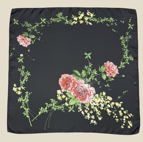 Soft Satin 70×70 Square Scarf – Sky Blossom