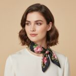 Soft Satin 70×70 Square Scarf – Sky Blossom