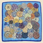 Soft Satin 70×70 Square Scarf – Sapphire Mosaic