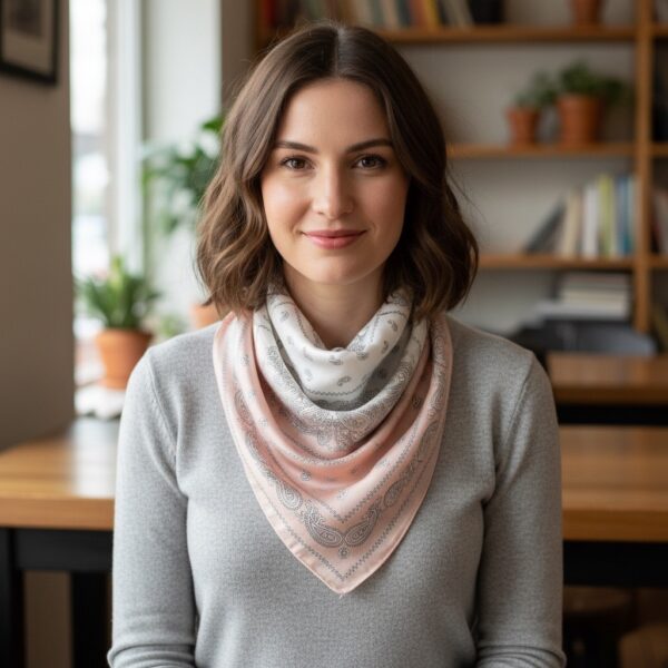 Soft Satin 70×70 Square Scarf – Blush Grace