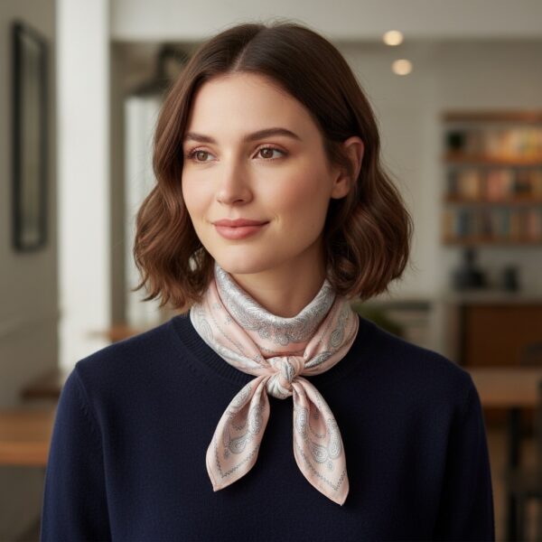 Soft Satin 70×70 Square Scarf – Blush Grace