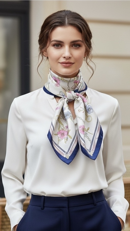 Soft Satin 70×70 Square Scarf – Floral Charm