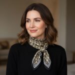 Soft Satin 70×70 Square Scarf – Noir Monogram